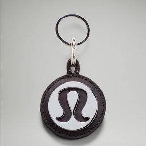 NWT Lululemon Key Ring Large. Black/Silver reflection mirror. Love engraved